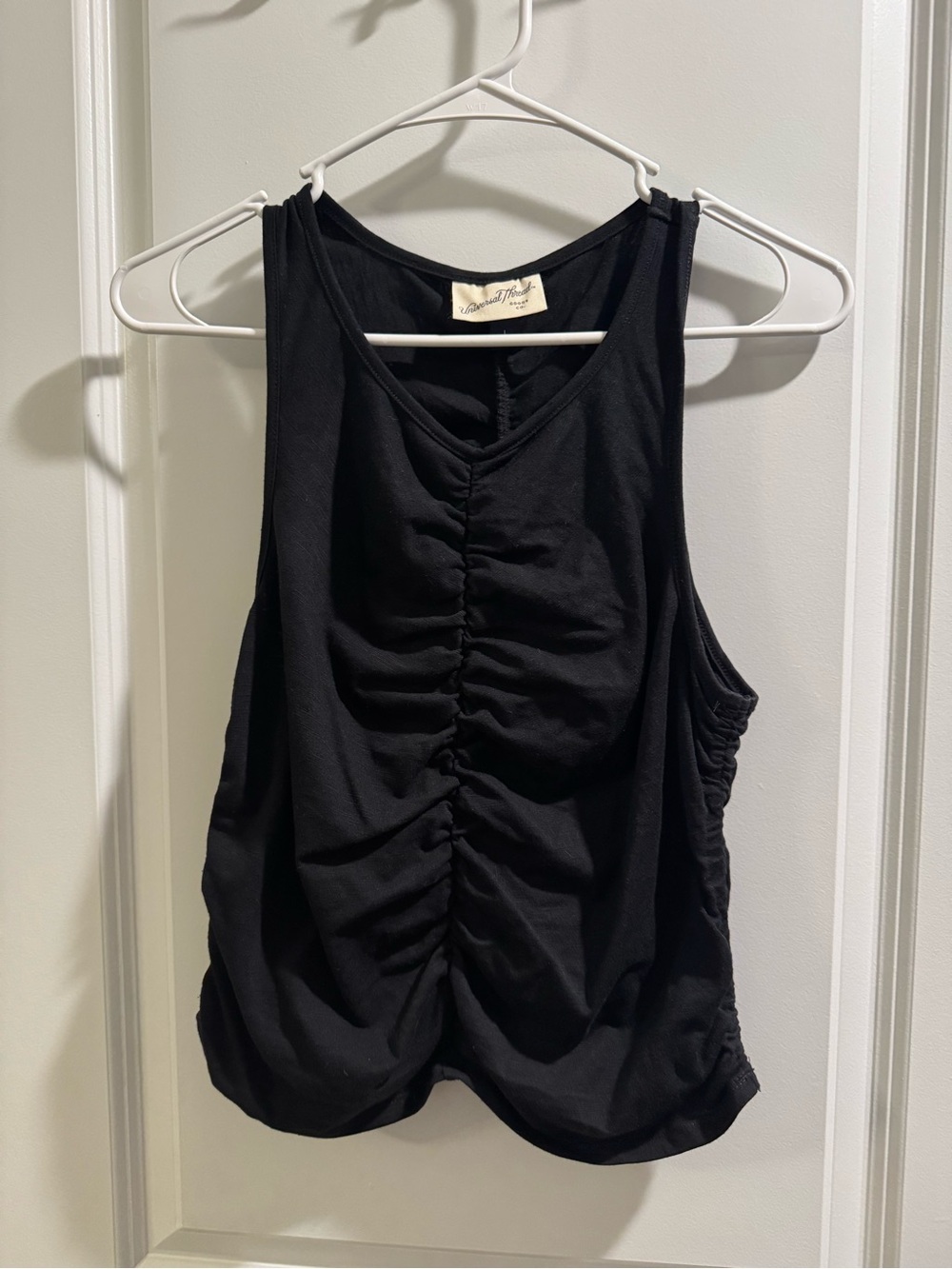 Universal Thread Black Ruched Front Tank